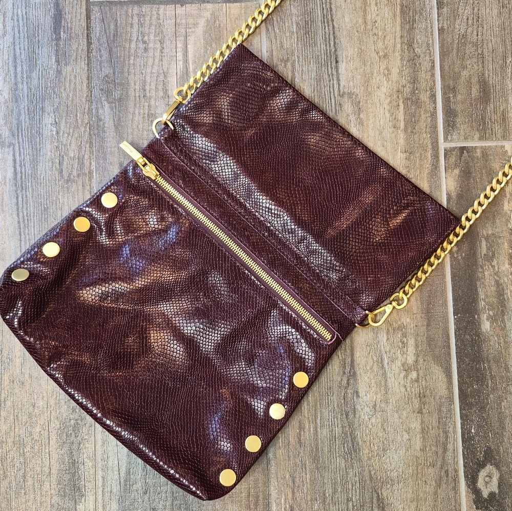 Rare Hammitt VIP Medium Bag Red Wine Burgundy Snake Brushed Gold Hardware - Picture 3 of 16